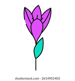 crocus flower spring line icon vector. crocus flower spring sign. isolated symbol illustration