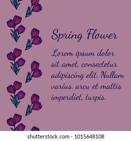 Crocus flowers. Seamless vertical floral pattern. Vintage decorative elements. Floral ornament. 