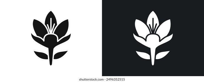 Crocus Icon linear graphics set vector in black