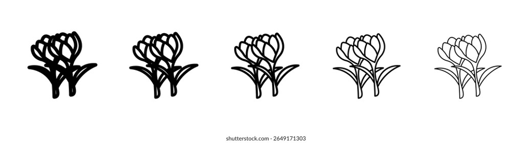 Crocus Icon thin outline logo mark set