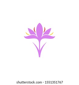 Crocus. Logo. Isolated crocus on white background. Abstract saffron 