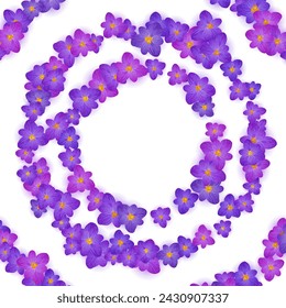 Crocus spring flowers wreath text frame vector card or banner. Saffron flowers crocus blossom spring ring frame border for text. Easter greeting card saffron floral design. Religious holiday banner