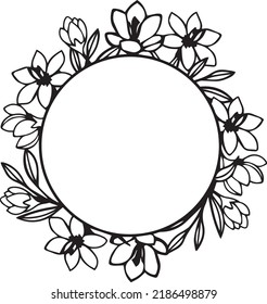 flowery border black and white clipart