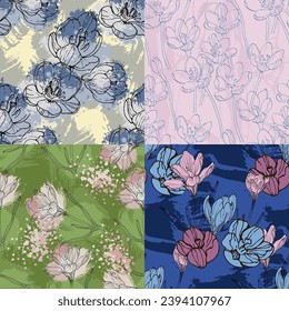 Crocuses Seamless floral pattern in spring for Wedding, anniversary, birthday and party. Design for invitation card, picture frame, poster, scrapbook