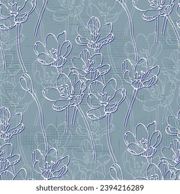 Crocuses Seamless floral pattern in spring for Wedding, anniversary, birthday and party. Design for invitation card, picture frame, poster, scrapbook