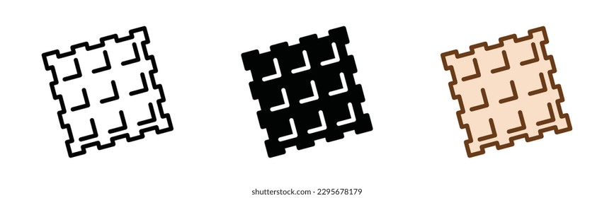 Croffle icon. Waffle icon symbol in line, flat, and colors style in white background. Bakery sign and symbol. Vector illustration