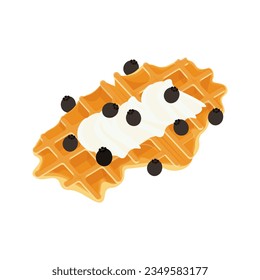Croffle Illustration Logo Topped With Cream And Blueberries