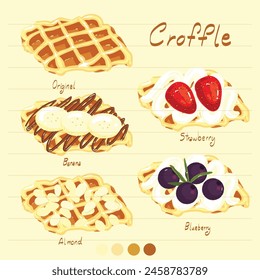 Croffle Menu set vector drowing