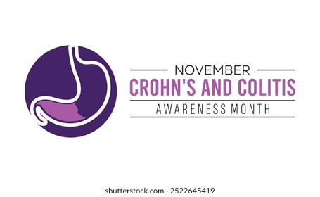 Crohn's and Colitis Awareness Month is observed every year on November. Medical Healthcare Awareness concept. background, placard, banner template Vector illustration design.