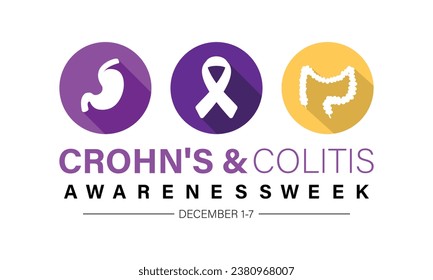 Crohn's and Colitis Awareness Week is observed every year in December 1-7 Vector illustration design. Banner, poster, card, background design.