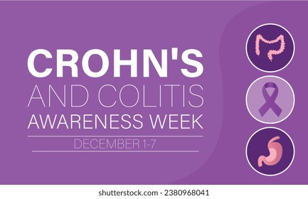 Crohn's and Colitis Awareness Week wird jedes Jahr im Dezember 1-7 Vektorgrafik Design beobachtet. Banner, Poster, Karte, Hintergrunddesign.