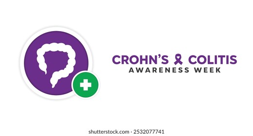 Crohns and Colitis Awareness Week. Colitis and plus icon. Great for cards, banners, posters, social media and more. White background. 