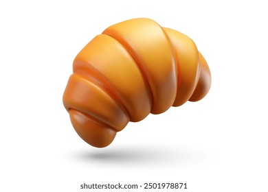 croissant 3d realistic icon in plastic style, creative illustration