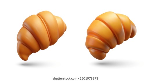 croissant 3d realistic icon in plastic style, creative illustration