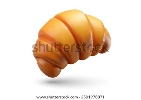 croissant 3d realistic icon in plastic style, creative illustration