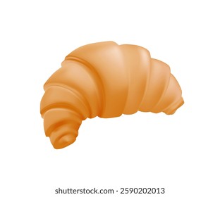 Croissant 3D vector illustration isolated on white background. French Croissant colorful icon. Realistic food 3D icon design. Icon for infographic, packaging label, food app website and bistro
