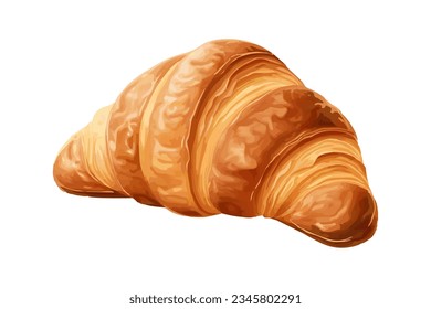 Croissant alone on a transparent background. Fresh pastries for a light breakfast.