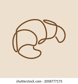Croissant bake oneline continuous line art
