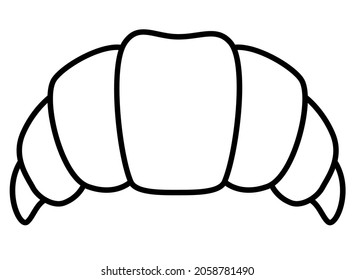 Croissant - baked product, bun - vector linear illustration for coloring, logo or sign. Croissant is a stuffed dough snack. Outline.