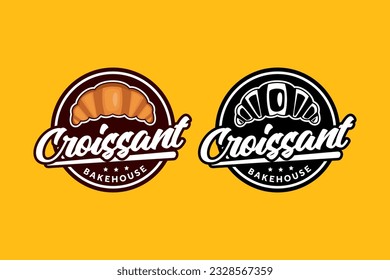 Croissant bakehouse design logo template