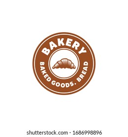 croissant bakery, baguette, bread, vintage bakery logo Ideas. Inspiration logo design. Template Vector Illustration. Isolated On White Background