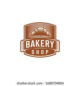 croissant bakery, baguette, bread, vintage bakery logo Ideas. Inspiration logo design. Template Vector Illustration. Isolated On White Background