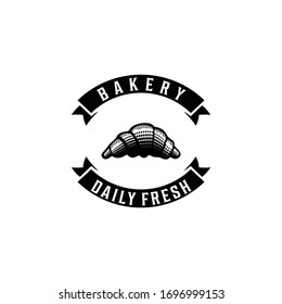croissant bakery, baguette, bread, vintage bakery logo Ideas. Inspiration logo design. Template Vector Illustration. Isolated On White Background