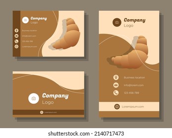 Croissant bakery digital business card template, breakfast croissants corporate marketing advertisement, warm bread shop online invitation card, abstract flyer, creative banner design, isolated