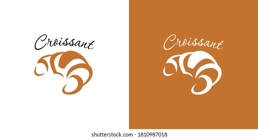 Croissant bakery emblem or logo with text Croissant Shop. For design, such as bakery and food market