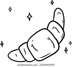Croissant bakery product bakery food doodle linear cartoon coloring