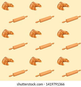 Croissant and bakery tool, bakery pattern,bakery background