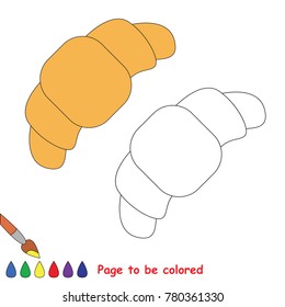 Croissant to be colored, the coloring book for preschool kids with easy educational gaming level.