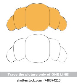 Croissant to be traced only of one line, the tracing educational game to preschool kids with easy game level, the colorful and colorless version.