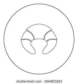 Croissant black icon in circle vector illustration isolated flat style .