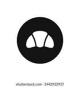 Croissant black and white vector icon