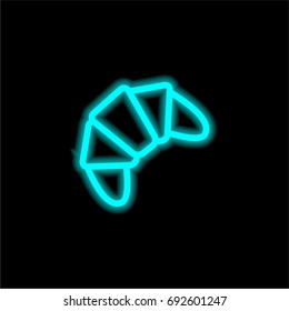 Croissant  blue glowing neon ui ux icon. Glowing sign logo vector
