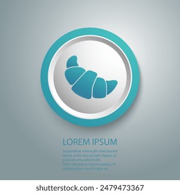 Croissant blue icon. Flat vector illustration in black on white background