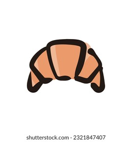 Croissant - Bread and bakery icon (Hand-drawn line, colored version)