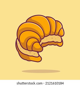 Croissant Bread Cartoon Vector Icon Illustration. Food Object Icon Concept Isolated Premium Vector. Flat Cartoon Style