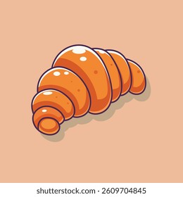 Croissant Bread Cartoon Vector Icon Illustration. Food Object Icon Concept Isolated Premium Vector. Flat Cartoon Style.