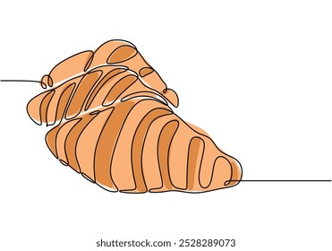 Croissant bread continuous line drawing. food and drink concept. Vector illustration minimalist isolated on white background.
