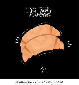 croissant bread delicious pastry product and lettering vector illustration design