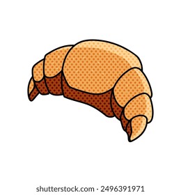 croissant bread halftone hand drawn color vector illustration