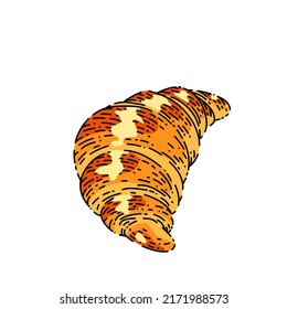 croissant bread hand drawn vector. bakery, coffee breakfast, french food, chocolate cake croissant bread sketch. isolated color illustration