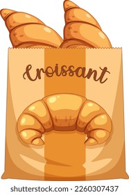 Croissant bread in paper bag illustration