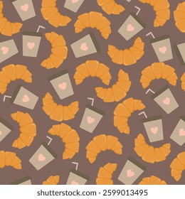 Croissant bread pattern for background, fabric, wrapper, cover, etc.