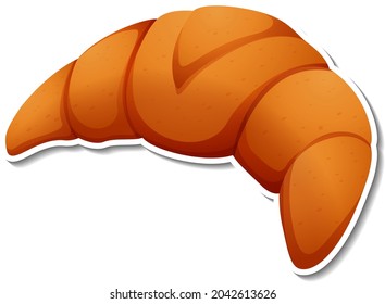 Croissant bread sticker on white background illustration