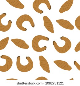 Croissant and buns seamless pattern. Culinary vector illustration. 