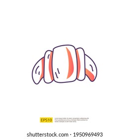 croissant cake for cafe concept vector illustration. hand drawing doodle gradient fill line icon sign symbol