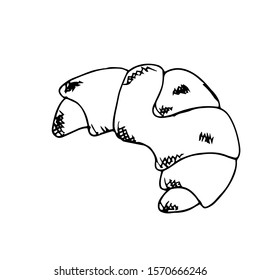 Croissant Cake Doodle Icon Vector Simple Design